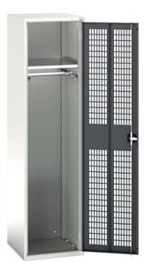 verso ventilated door kitted cupboard with 1 shelf, 1 rail. WxDxH: 525x550x2000mm. RAL 7035/5010 or selected Bott Verso Ventilated door Tool Cupboards Cupboard with shelves